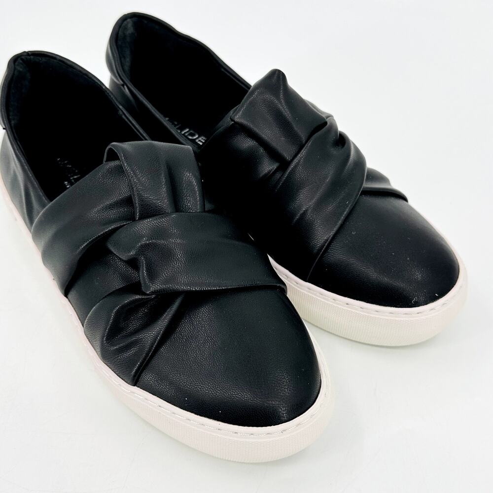 J Slides Black Lux Slip On Sneaker Womens Size 6.5 Faux Leather New